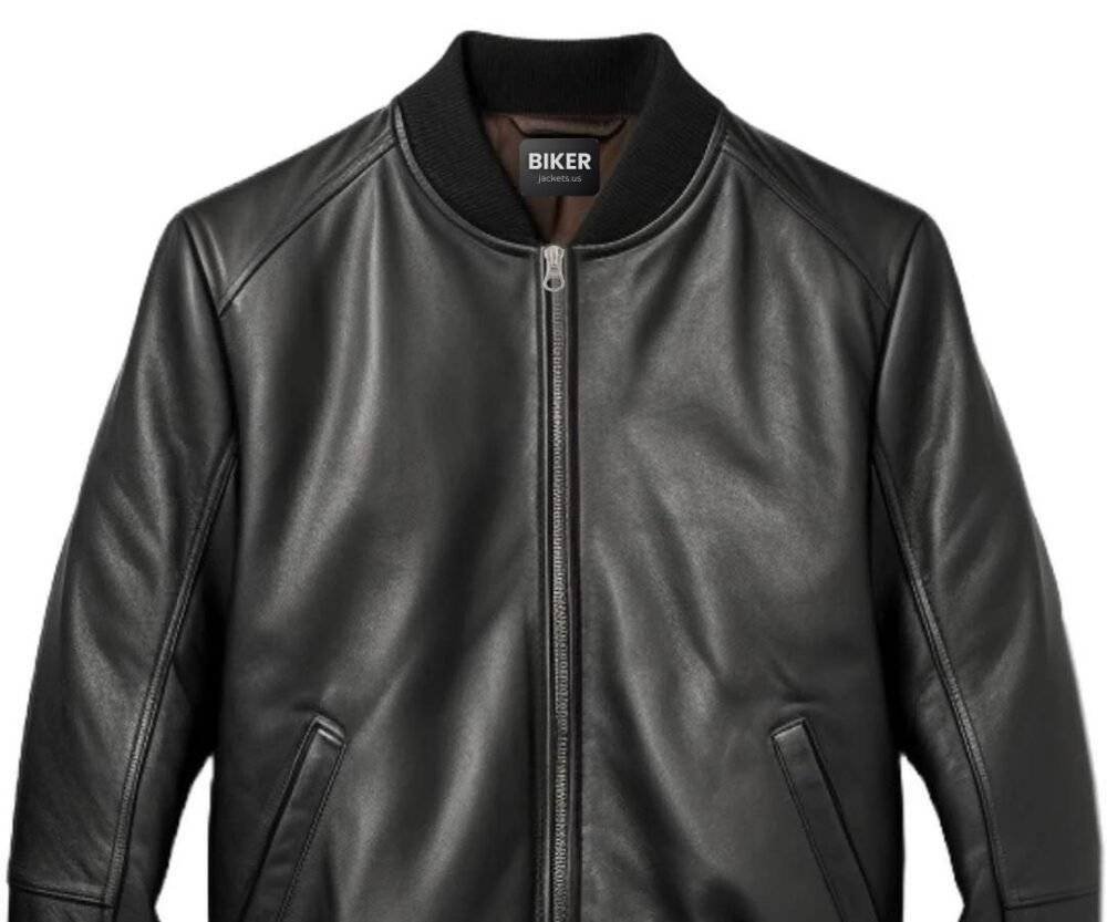 Men Leather Jacket Black Bomber