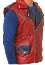 Men Maroon Biker Leather Vest