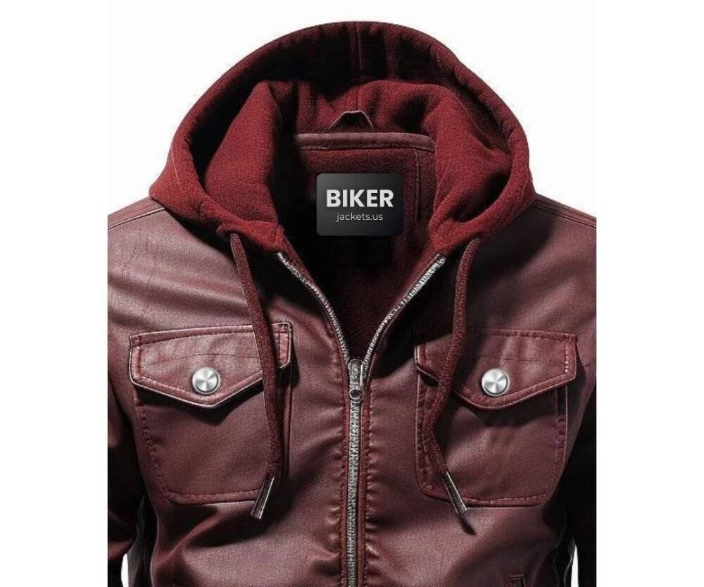 Men Maroon Designer Biker Leather Jacket