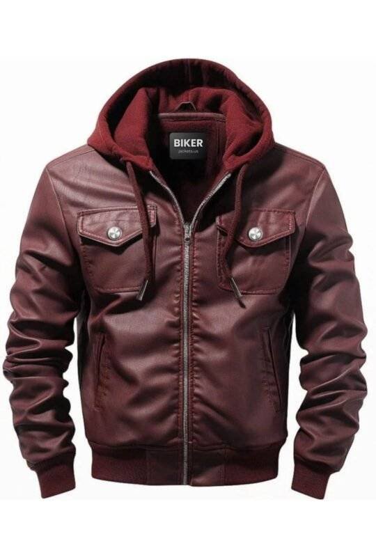 Men Maroon Designer Biker Leather Jacket