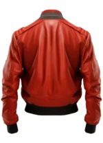 Men Red Leather Bomber Jacket