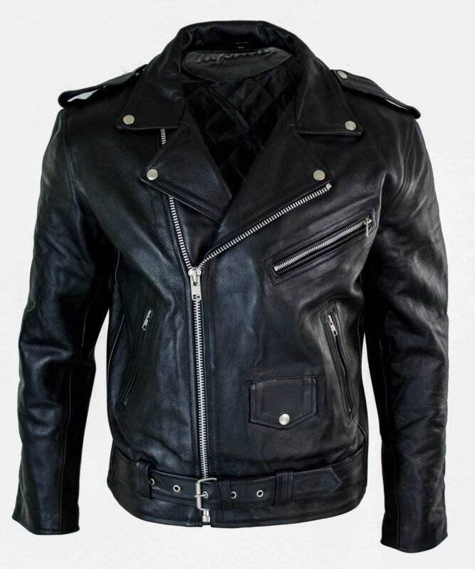 Mens Black Motorcycle Leather Jacket