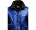 Men's Blue Faux Leather Jacket