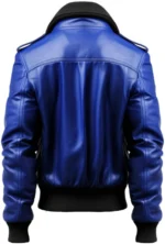 Men's Blue Faux Leather Jacket