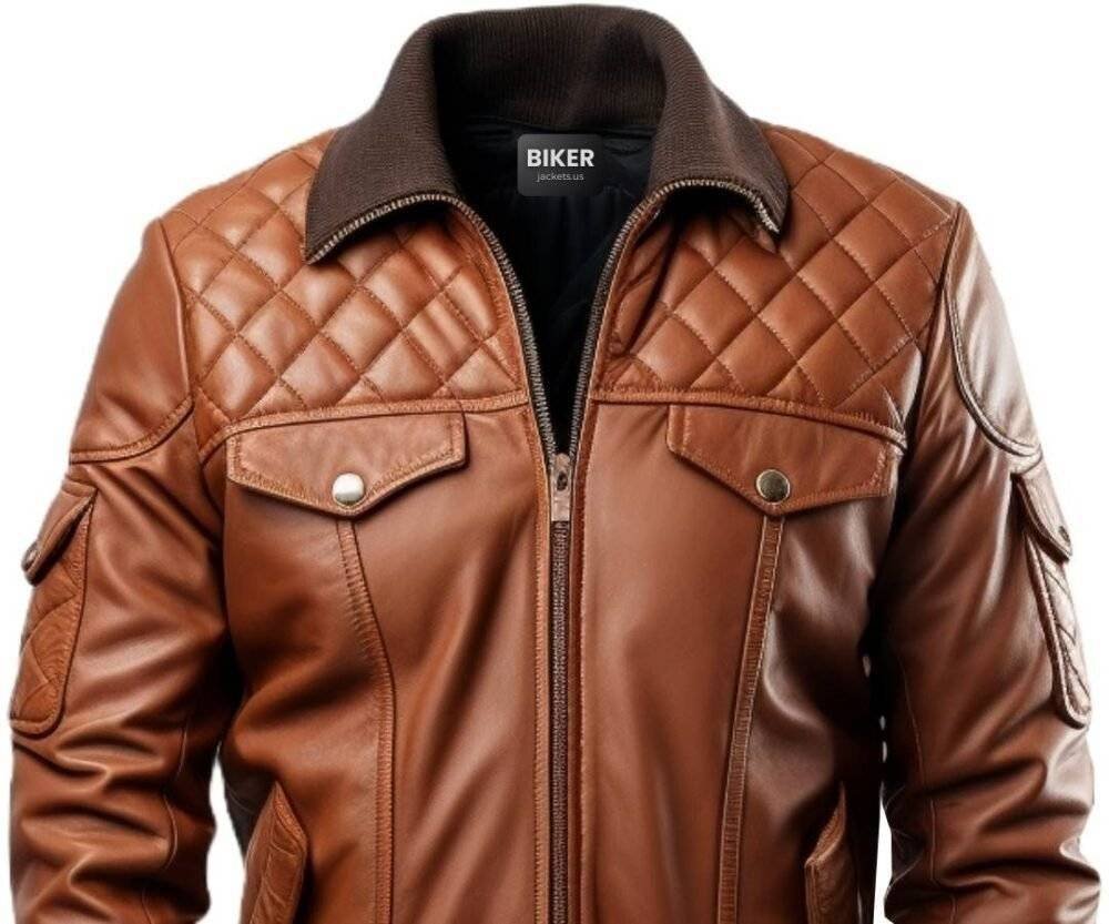 Mens Bomber Brown Leather Jacket