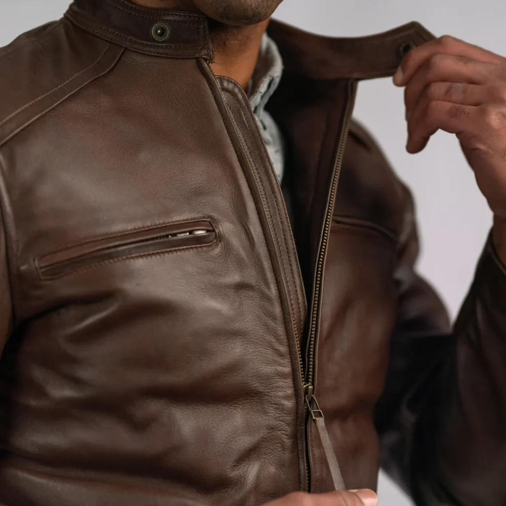 Mens Brown Biker Leather Jacket