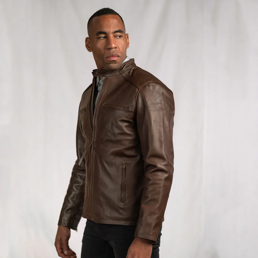 Mens Brown Biker Leather Jacket