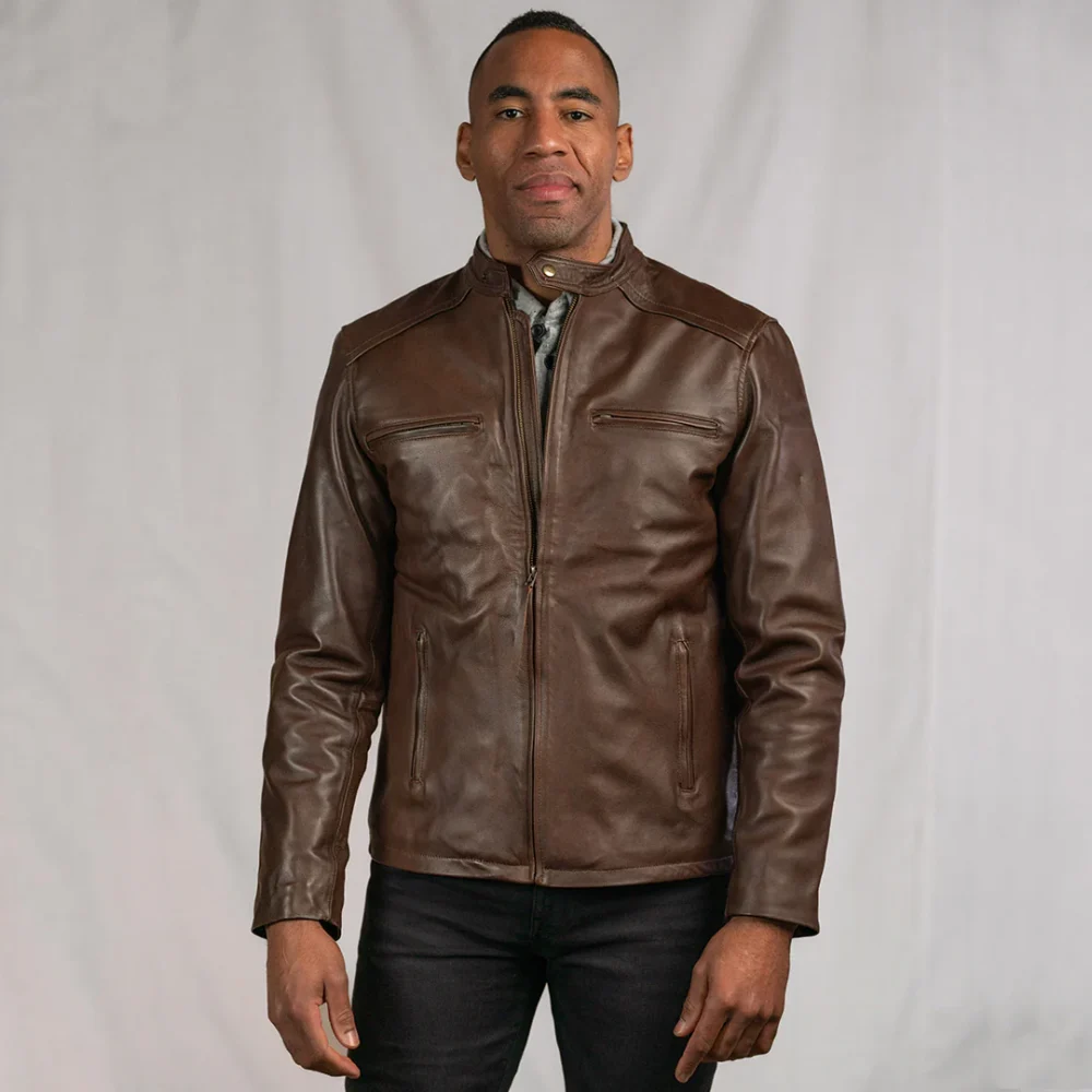 Mens Brown Biker Leather Jacket