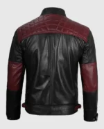 Men's quilted cafe racer jacket with a buttoned back and a ribbed collar.