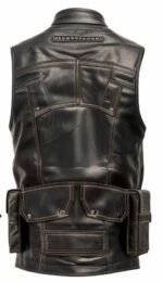 Military Rub off Men Leather Vest