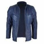 Navy Blue Biker Jacket