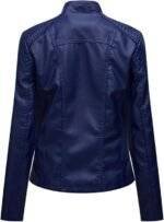 Navy Leather Biker Jacket Ladies