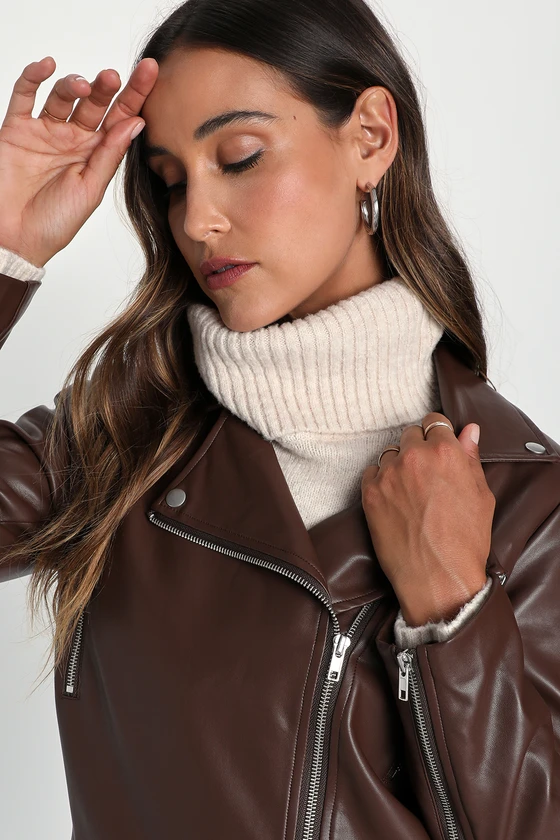 Oversize Faux Leather Biker Jacket