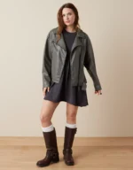 Oversized Faux Leather Biker Jacket
