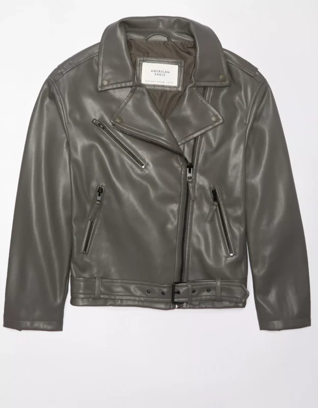 Oversized Faux Leather Biker Jacket