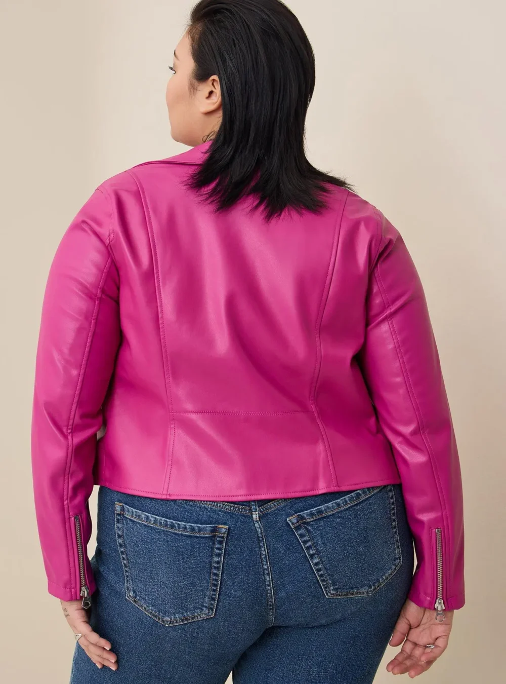 Plus Size Pink Biker Jacket