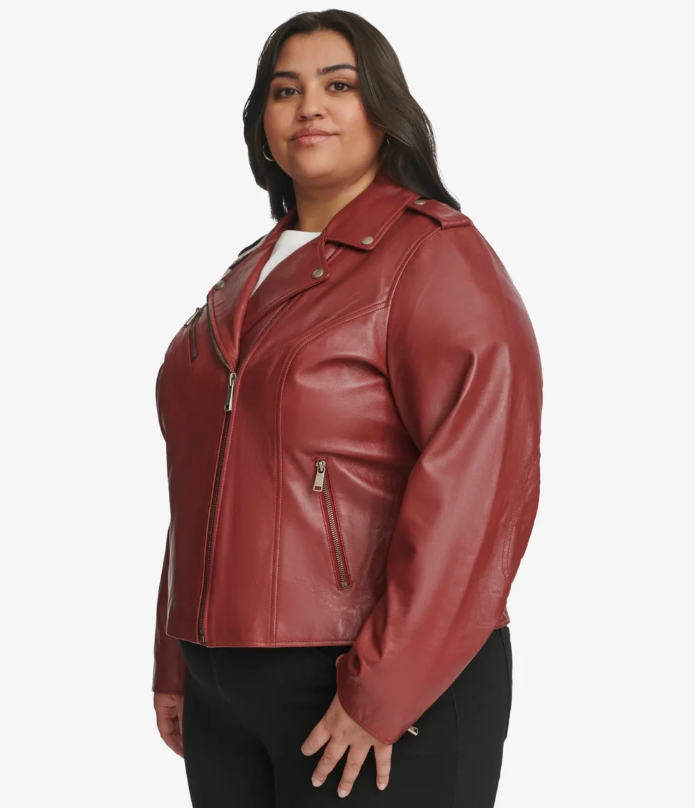 Plus Size Red Biker Jacket