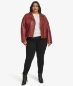 Plus Size Red Biker Jacket