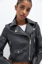 Pull And Bear Leather Biker Jacket