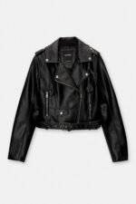 Pull And Bear Leather Biker Jacket