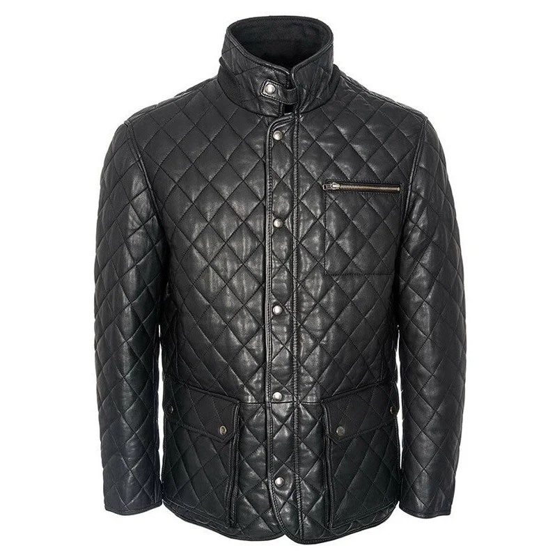 Quilted Black Cafe Racer Mens Jacket