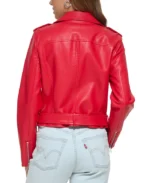 Red Leather Biker Jacket Ladies