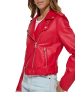 Red Leather Biker Jacket Ladies