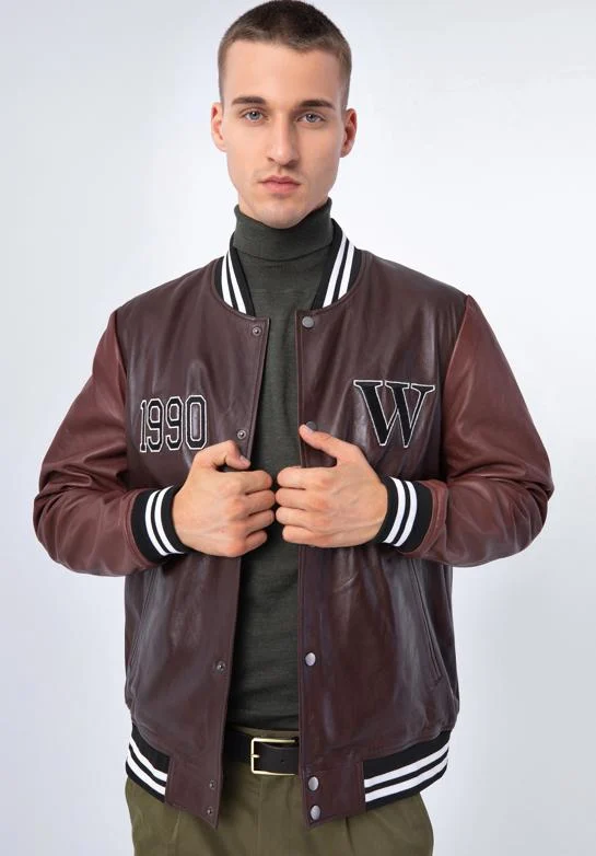 Brown Leather Varsity Jacket