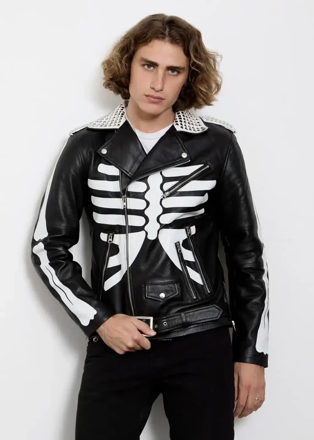 Skeleton Leather Biker Jacket