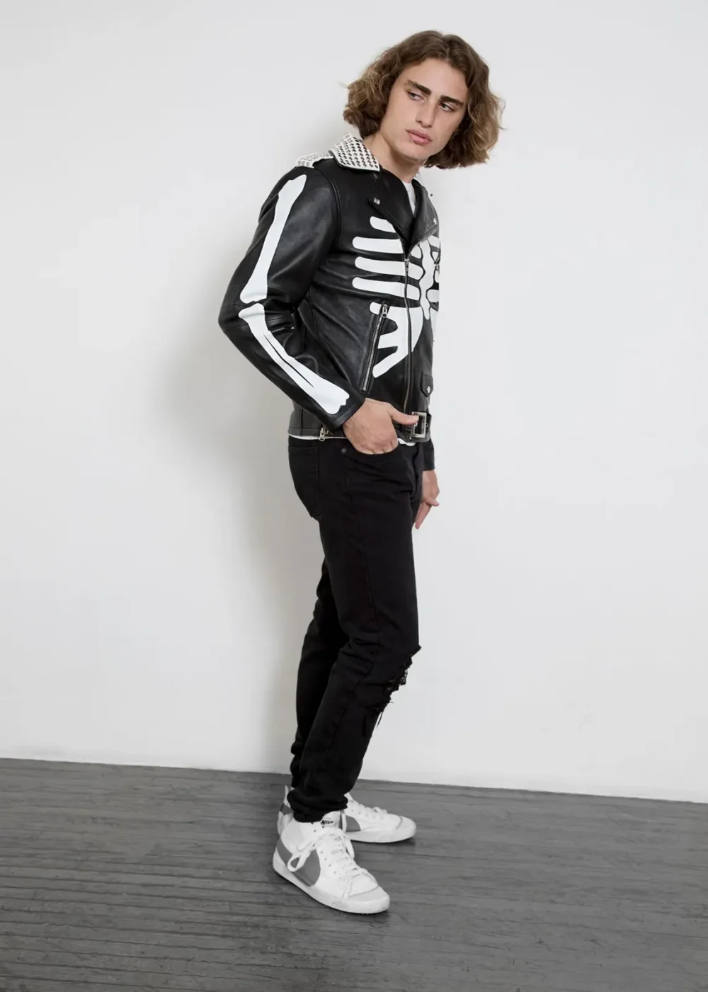 Skeleton Leather Biker Jacket