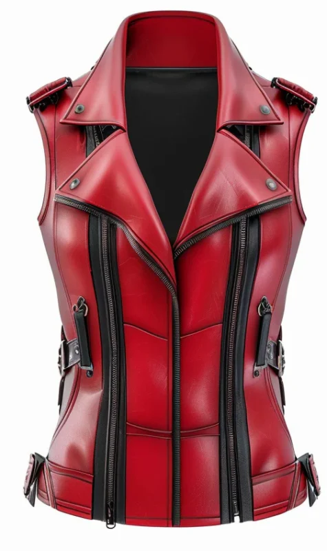 Sophie Red Womens Leather Vest