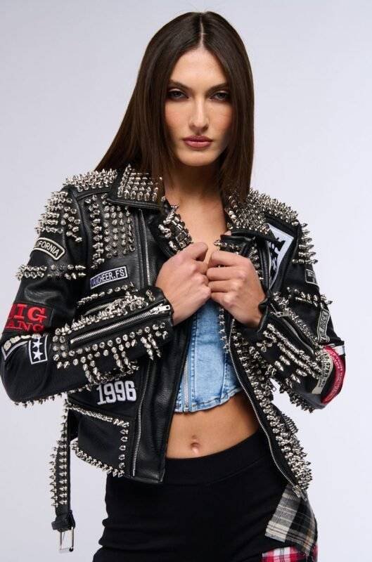 Studded Faux Leather Biker Jacket
