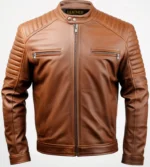 Swiss Brown Cafe Racer Leather Jacket