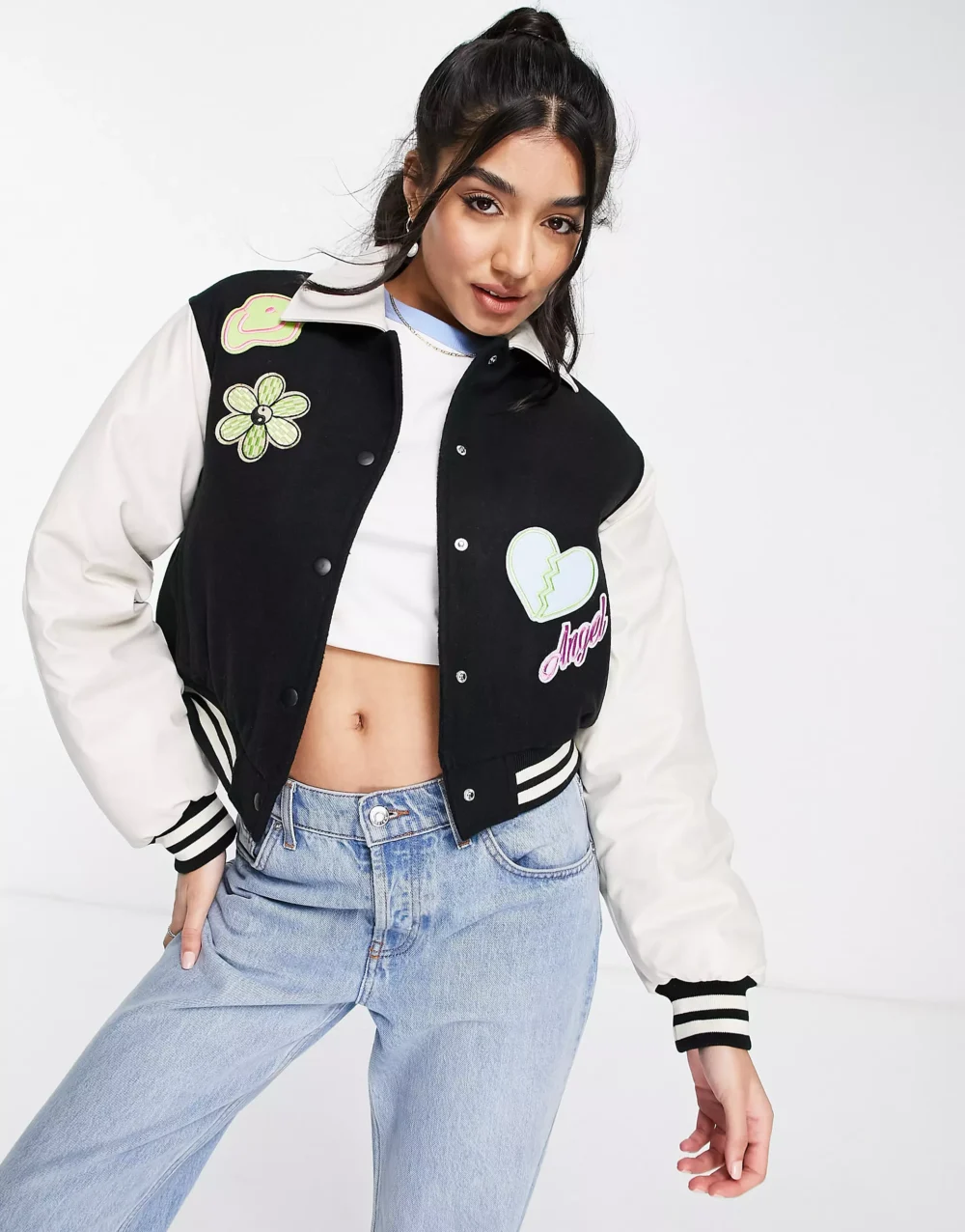 Varsity Bomber Jacket Women's Cropped