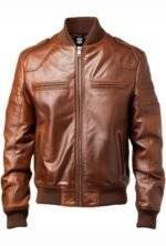 Vintage Brown Genuine Leather Bomber Jacket