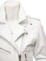 White Leather Biker Jacket Womens