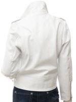 White Leather Biker Jacket Womens