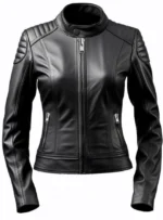 Women Ava Black Leather Biker Jacket