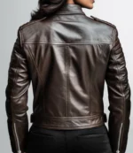 Women Classy Brown Leather Biker Jacket