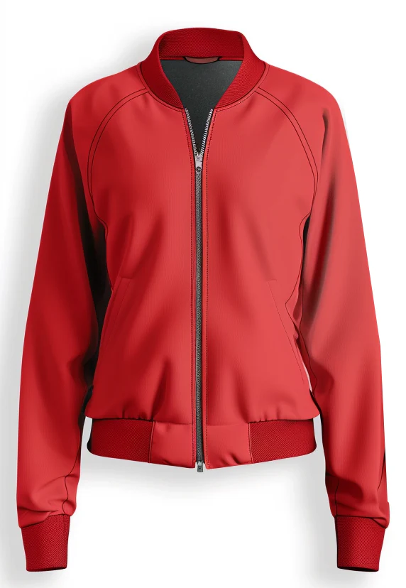 Ladies Red Bomber Jacket