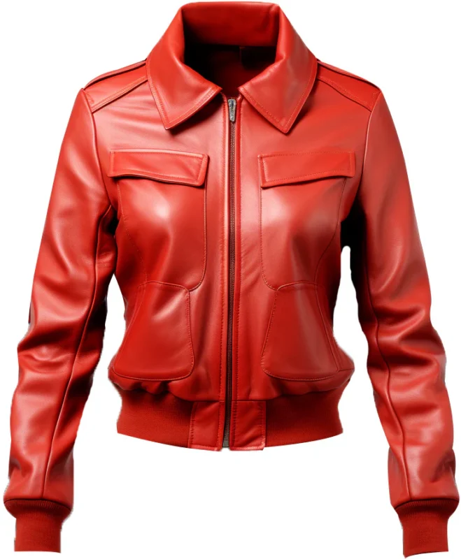 Women's Red Leather Jacket