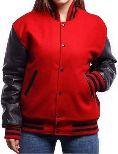 Women's Black And Red Varsity Jacket