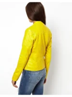 Womens Yellow Leather Biker Jacket