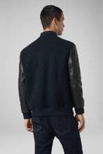 Wool Varsity Jacket With Leather Sleeves