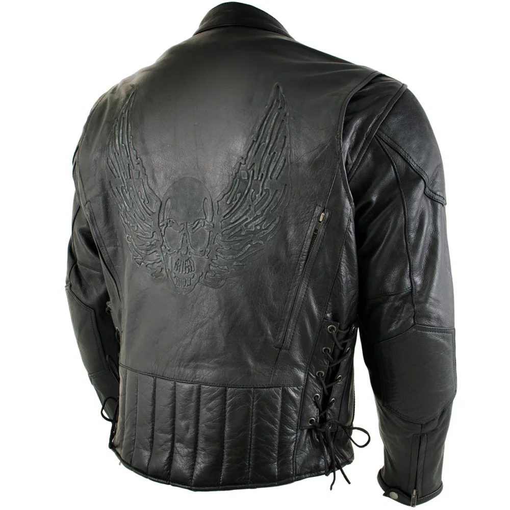 Xelement Men's Skull Leather Armor Jacket