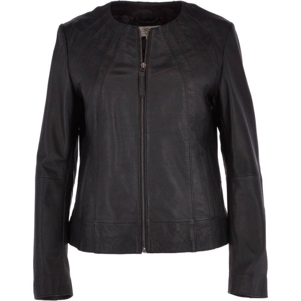 Black Collarless Biker Jacket