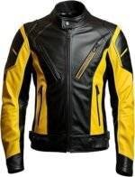 Yellow and black motorcycle jacket front view