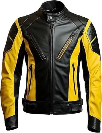 Yellow and black motorcycle jacket front view