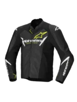 Alphinestar Faster Airflow Leather Jacket front view showcasing its sleek design and perforated leather for enhanced ventilation.