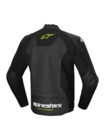 Alpinestars Faster Airflow leather jacket back view displaying its ergonomic fit and airflow channels.